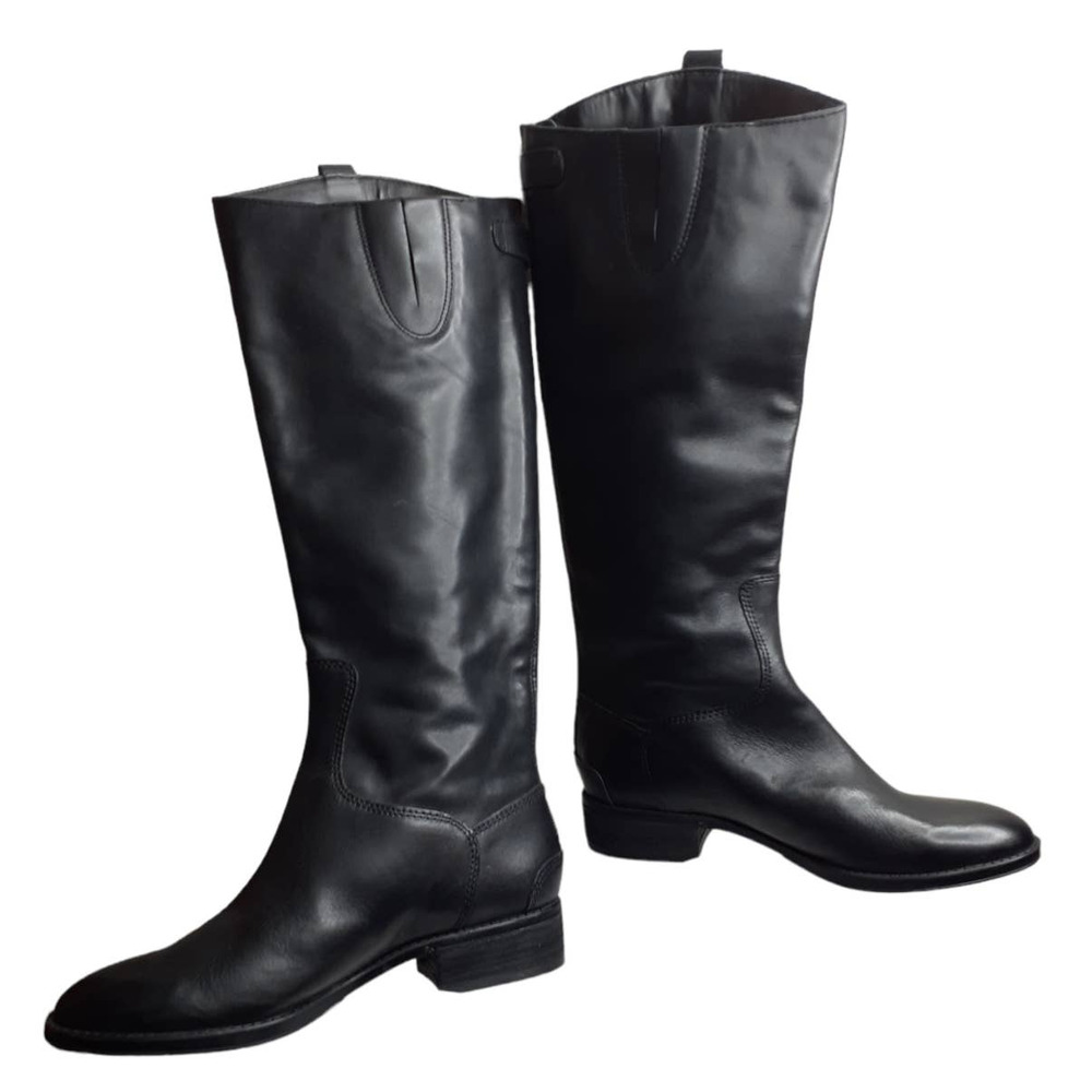 Sam Edelman Tall Boots Leather Knee High Riding Boots Black Size 7